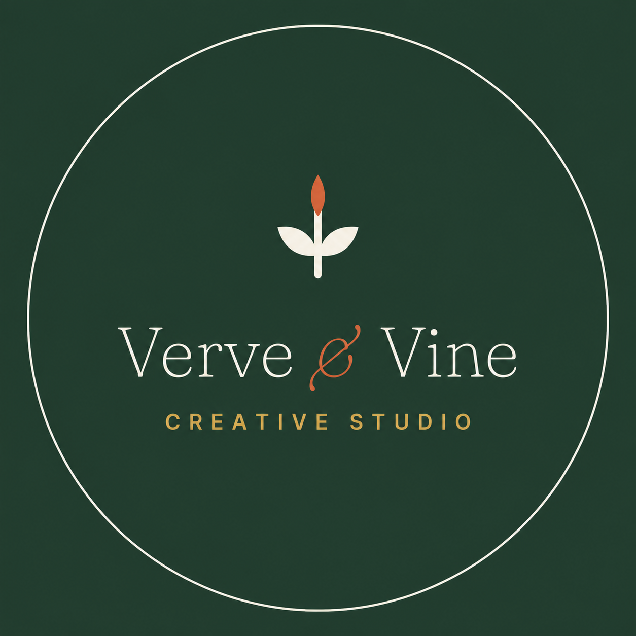 Verve & Vine Creative Studio identity mark on deep green